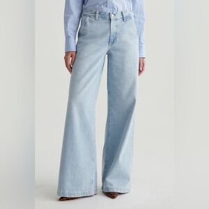 Ag Adriano Goldschmied Stella low slung palazzo Light Blue Flare Jeans